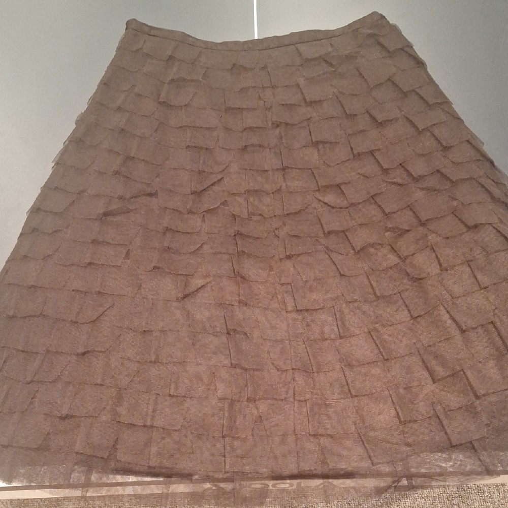 BCBGMaxAzria Textured Brown A-Line Skirt